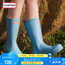 HUNTER户外露营女鞋雨鞋哑光防水鞋防滑酷玩厚底靴子女骑士靴中筒靴女 天蓝色/SHB 38