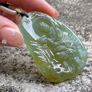 艺品匪萃【瑞彩威天】 冰种起胶沁糖黄翡文殊菩萨 守护神翡翠挂件20806006
