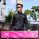 adidas简约三条纹跑步运动立领夹克外套男装春季阿迪达斯官方   黑色/白（选大一码)   L