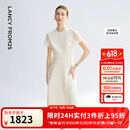 朗姿【兰亭叙】真丝提花长裙气质设计2025年夏季新款高级感连衣裙 米白色 M