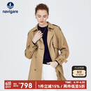 Navigare意大利小帆船全羊毛女士中装风衣通勤外套2331543507 砂 M 