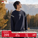 FILA 斐乐官方男装套头卫衣时尚休闲复古针织长袖上衣 英雄蓝-NV L