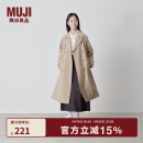 无印良品（MUJI）女式 不易沾水 双排扣大衣 风衣外套女中长款秋季 米色 S 155/80A