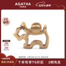 AGATHA 小狗发夹头饰高端发卡女【520情人节】生日礼物送女友鲨鱼抓夹 金色大发夹