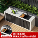 庭院花岗岩岛台户外操作台大理石洗手台阳台储物柜厨房花园洗菜盆 260x60x82石头台面+石头柜体