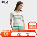 FILA 斐乐官方杨幂同款女士编织衫2025夏季时尚休闲修身条纹毛织上衣