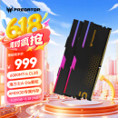 宏碁掠夺者（PREDATOR）32G(16G×2)套装 DDR5 6000频率 台式机内存条 Hermes冰刃系列 RGB灯条(C28) 石耀黑 AI电脑配件