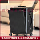 EAZZOPUS轻奢品牌行李箱商务出差铝框旅行箱女多功能开口登机拉杆箱男 曜石黑 20英寸