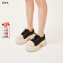 SMFK低帮荒野马靴 厚底增高德比鞋休闲舒适百搭鞋子S0008B1/B2/BB1/W 白黑S0008WB1 36