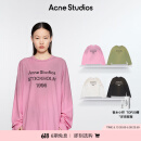 Acne Studios 男女同款 做旧1996印花宽松落肩长袖T恤上衣CL0197 糖果粉色 S