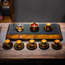 艾莹嘉漆器茶具福州大漆电木茶盘整套茶具陶瓷鎏金玻璃公杯功夫茶具 飘漆金黄