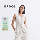 ERDOS【丝麻混纺】25春夏圆领太阳花纽扣外搭外套女马甲 白 M 165/84A