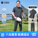 宝财羊父亲节礼物实用爸爸套装夏季短袖t恤男冰丝polo运动中老年人衣服