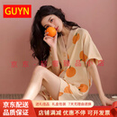 GUYN轻奢品牌女士睡衣女夏季棉短袖短裤开衫家居服可爱两件套 40601短裤 L 165适合体重130斤以下