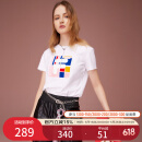 FILA 斐乐女装官方女士短袖T恤夏季休闲运动内搭t恤运动上衣 标准白-F11W118151F M （165/84A/M）