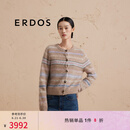 ERDOS 圆领虚提费尔岛针织宽松加厚外套女开衫羊绒衫 大地驼 L