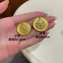 古法金包银黄财神吊坠锤纹项链男女圆牌招财锁骨毛衣链送生日礼物 小号黄财神(包金0.2g)2.5cm重约6