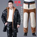 静鹤加长皮衣皮裤男加绒加厚宽松防油防水工作服代驾外卖冬季皮衣套装 加长皮上衣+皮棉裤（套装） 5XL 码（适合180-200斤）