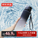 京东京造 运动水杯  tritan水杯运动水壶大容量外出方便携带 黑白渐变1L