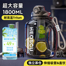 恩尔美（nRMEi）运动水杯超大容量夏季男健身茶水分离吨桶吨耐高温便携2000ml水壶