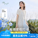 片断套装女2025夏季新款圆领镂空罩衫格子吊带裙一整套ootd穿搭 白蓝 M