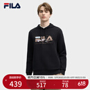 FILA 易烊千玺同款|斐乐官方男子连帽卫衣2025春新款时尚针织长袖上衣 正黑色-BK L （175/96A/L）