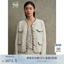 鄂尔多斯1980抗静电 秋冬圆领双提针织羊绒开衫 乳白 XL 170/92A