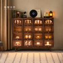 朴愫木作斗柜卧室柜子储物柜十六格柜实木复古展示柜子客厅收纳柜 黑胡桃木（含灯带）丨3月初