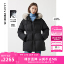 朗姿霍尔多巴吉白鹅绒可拆卸狐狸毛领加厚羽绒服外套冬季新款 黑色 M
