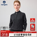 Navigare意大利小帆船宽松羊毛衫女士秋冬半开领时尚毛衣休闲通勤针织衫女 太空岩灰 L