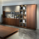 震旦（AURORA）新中式老板办公桌轻奢感实木老板桌北美黑胡桃木总裁大班台 3.0米办公桌置物架(白蜡木)