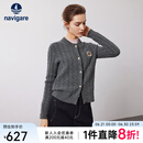 Navigare意大利小帆船女士毛衣秋冬季新款纯绵羊毛长袖开衫通勤保暖外套男 暗岩灰 XL
