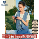 Navigare意大利小帆船女全棉水洗牛仔复古通勤V领马甲2311095501 蓝 XL 
