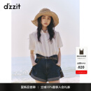 DZZIT地素牛仔短裤2025夏季新款丹宁宽松廓形纯棉卷边裤子女3J2R1111T 深蓝色 S