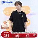 FILA FUSION斐乐潮牌情侣款短袖衫时尚宽松短袖T恤男女 正黑色-BK 170/92A/M