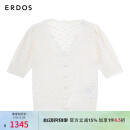 ERDOS 春夏V领镂空翻花女亚麻针织开衫 白 L 165/88A