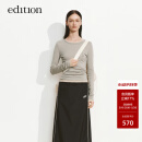 edition【E+轻生活系列】套头毛衣女秋新款羊毛打底衫 雾青灰色 L/170