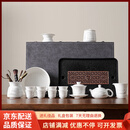 QWC轻奢品牌茶具套装羊脂玉白瓷功夫泡茶壶陶瓷商务礼品礼盒装 西施 套组+茶盘