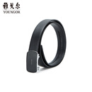 雅戈尔腰带男士皮腰带自动扣皮质有弹力新品商场同款真皮裤腰带 黑色VPBZ82953AQQ 115cm