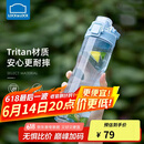 乐扣乐扣（LOCK&LOCK）人鱼线塑料运动水杯夏天便携水壶带刻度提手男女水杯子700ML蓝色