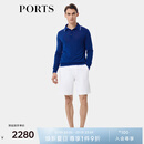 PORTS宝姿男装2024春季新品套头纽扣翻领针织衫 蓝色 M