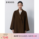 ERDOS 宽松插肩袖青果领复古时髦羊绒双面呢女毛呢大衣 可可 155/80A/S