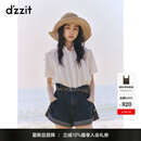 DZZIT地素牛仔短裤2025夏季新款丹宁宽松廓形纯棉卷边裤子女3J2R1111T 深蓝色 S