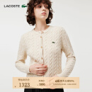LACOSTE法国鳄鱼女装秋季时尚潮流百搭圆领绞花开衫长袖毛衣|AF0904 IBR/米色 S /160