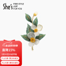 She's梵高玫瑰滴油刺绣叶片胸针 高档女士胸花别针 520礼物 送女友
