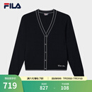 FILA 斐乐官方女士编织外套2025夏季新款时尚休闲舒适V领毛衣开衫 传奇蓝-NV M 165/84A/M