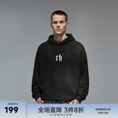 CHINISM CH赤尘经典简约logo印花连帽卫衣男士春秋款休闲情侣帽衫上衣 黑色 （偏宽松，建议拍小一码） L