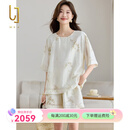 OLJ轻奢品牌套装女2025年夏季新款新中式国风天丝宽松上衣裤子两件套 兰花 M