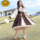 G.DUCKKIDS女童连衣裙洛丽塔2025新款春装大童学院风公主裙女孩春秋套装裙子 深卡其布色(长袖) 120 cm