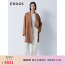 ERDOS 中长款纯色通勤风宽松外套西装领茧型简约百搭女毛呢大衣 枫叶棕 155/80A/S